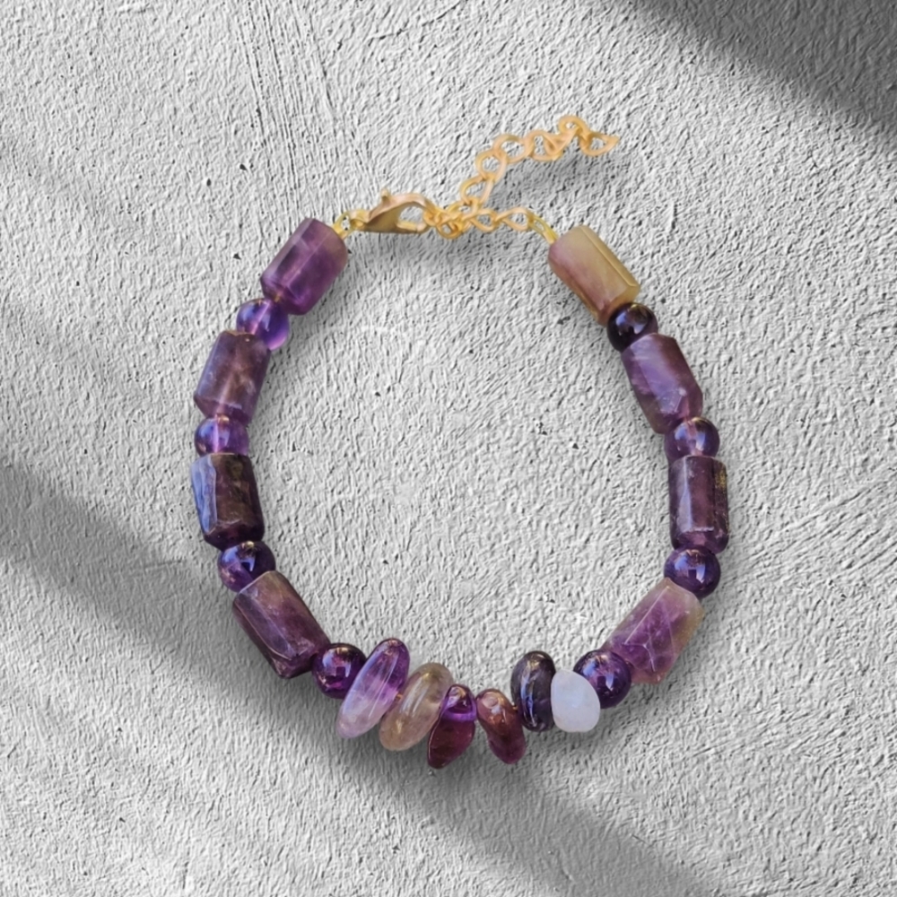 Purple and Gold Beaded Bracelet